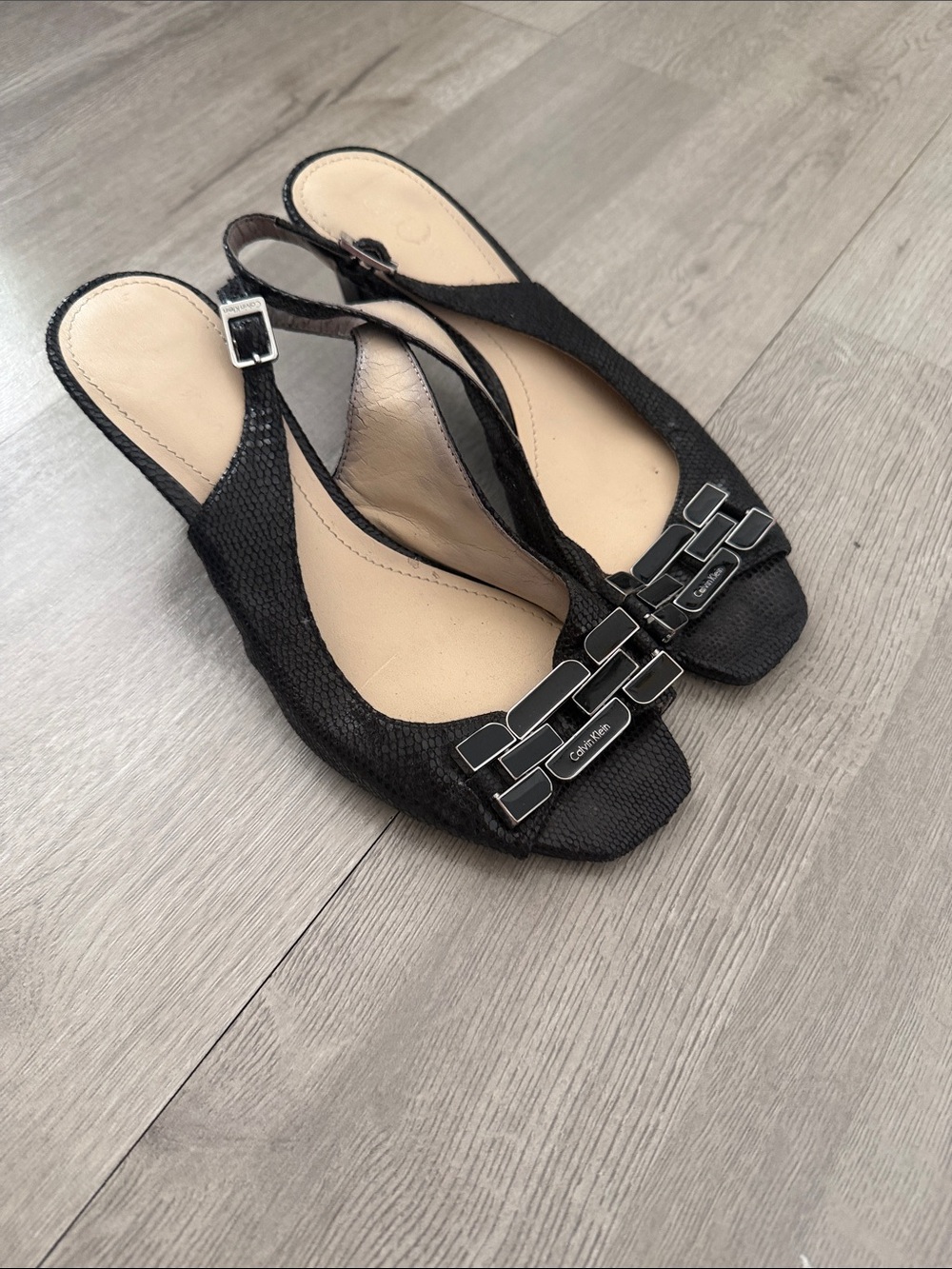 Vintage Calvin Klein exotic sling back heels